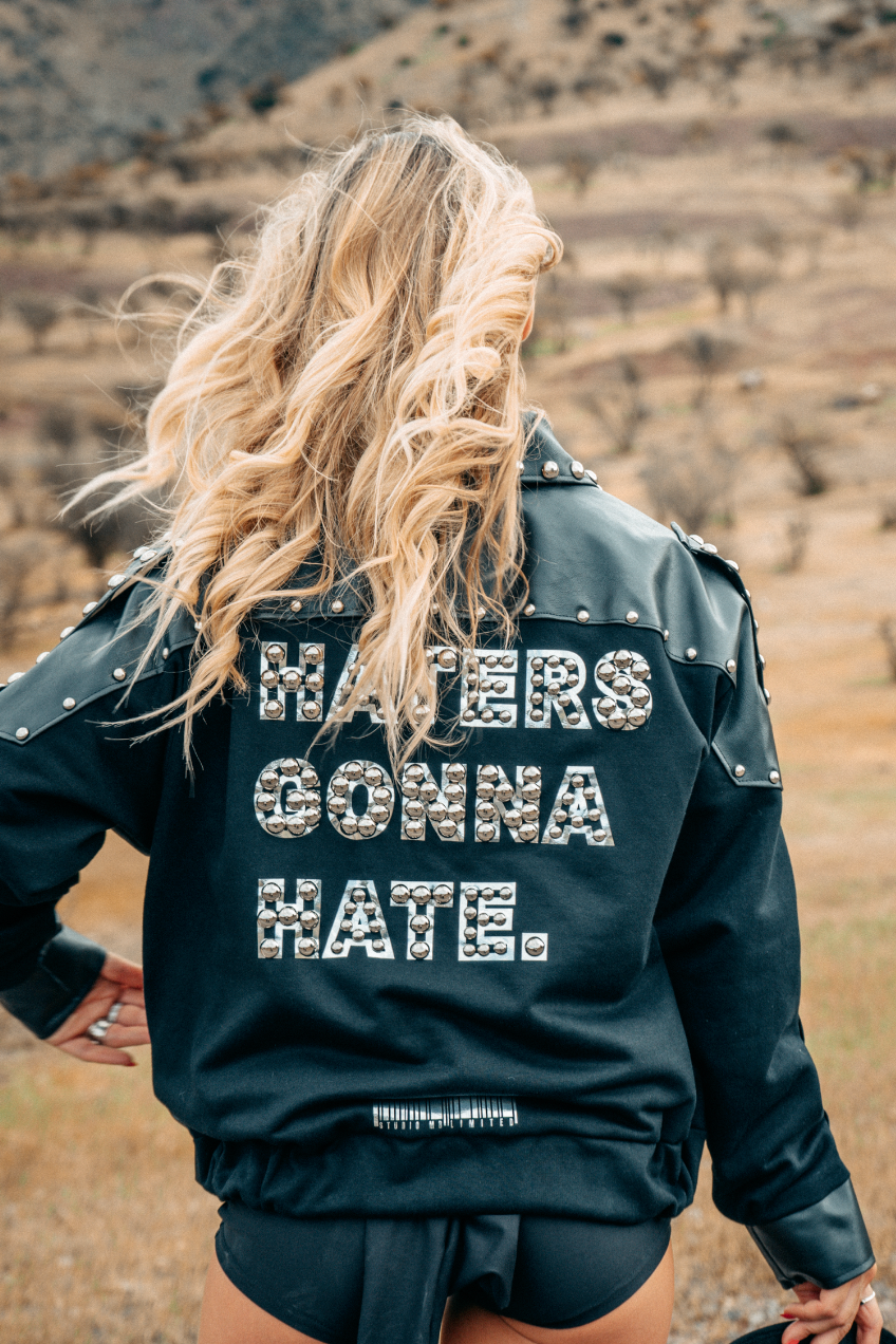 Bomber Jacket Oversize "HATERS GONNA HATE" by Cate Ceccarelli