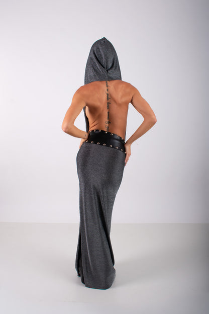 Vestido capucha silver lurex by Gala (incluye cinturón)